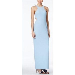 Calvin Klein Light Blue Side Cutout Halter Sheath Gown - Size 2